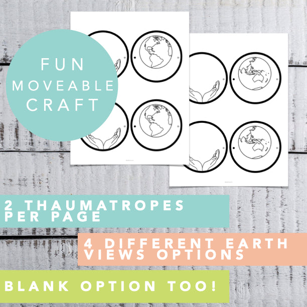 Coloring Page of the Earth │ Thaumatrope Earth Day Craft Idea