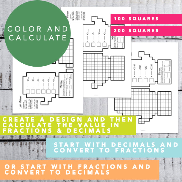 Decimals to Fractions Worksheet │ Cute Mitten Winter Craft
