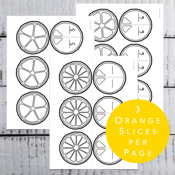Coloring Page of an Orange │ Fractions Activity