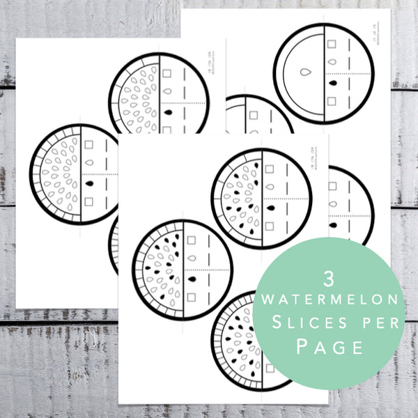 Watermelon Prinable Garland │ Compare Fractions Worksheet – Draw Calm