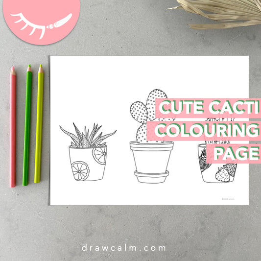 Cacti Coloring Page │ Coloring Page of Cactus