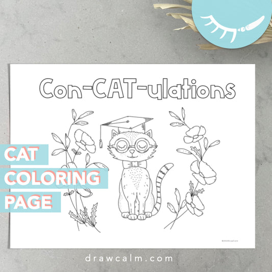 Concatulations │ Cute Kitten Coloring Page