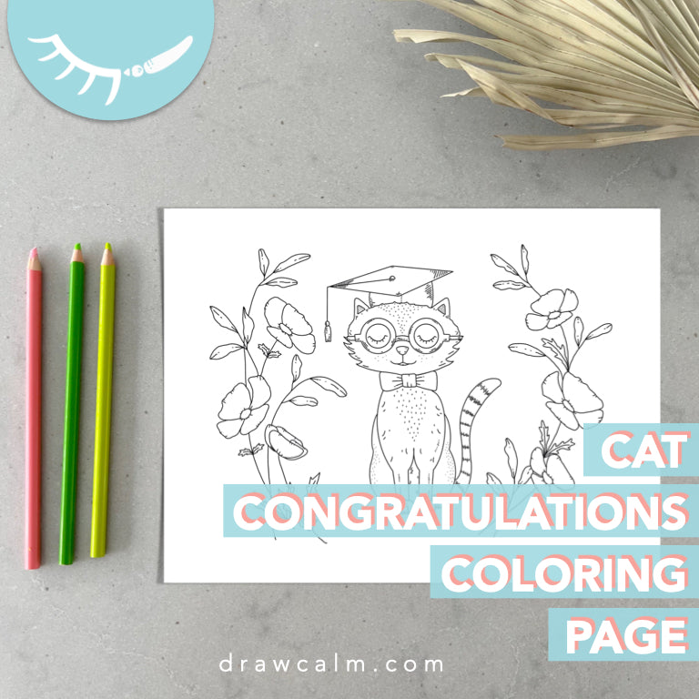 Concatulations │ Cute Kitten Coloring Page