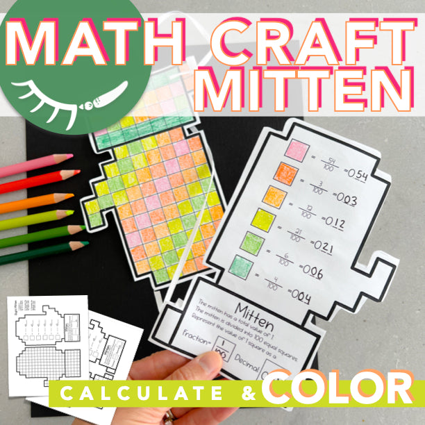 Decimals to Fractions Worksheet │ Cute Mitten Winter Craft – Draw Calm
