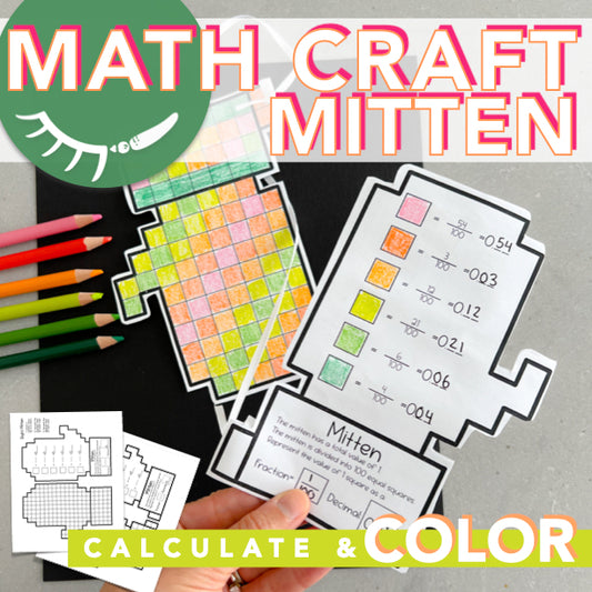 Decimals to Fractions Worksheet │ Cute Mitten Winter Craft