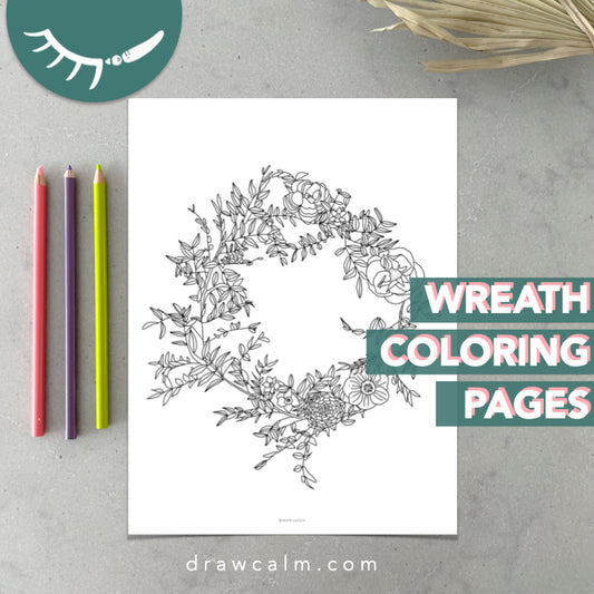 Spring Wreath Coloring Page